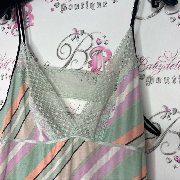 Victoria secret dress striped open back strappy pastel night gown pajamas pj - Picture 6 of 10